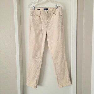 Talbots Women's Size 10 High Waist Straight Leg Corduroy Pants Cream Light Beige